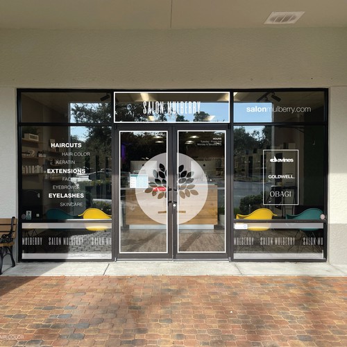 Salon Mulberry - High End Salon - Storefront Glass Signage Design by TheDreamCity