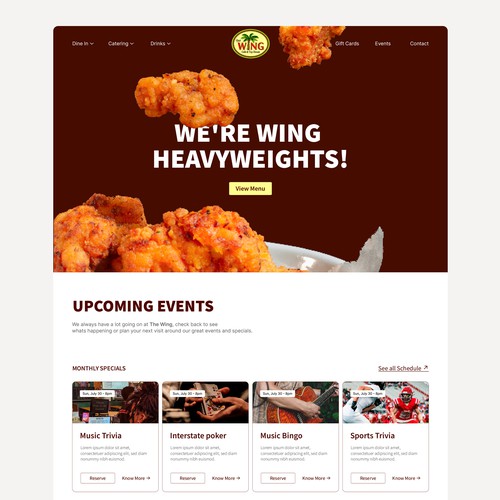 Design A Fresh New Website for The Wing Cafe & Tap House! Design by FelipeMerola