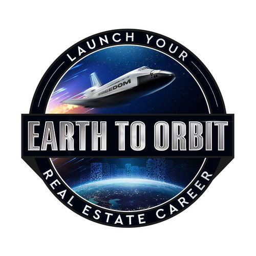 Realistic Logo for "Earth to Orbit" Sales Course. Achieve financial freedom through real estate. Design by GIRA.