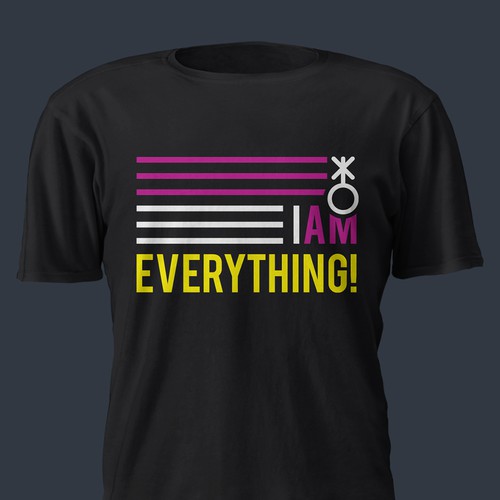 Design a t-shirt graphic around the phrase "I am everything." Design by killer_meowmeow