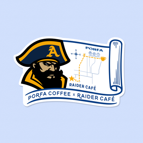 "Porfa Coffee at Raider Cafe needs commemorative sticker" winning Landing page design