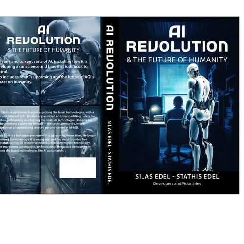 Futuristic AI Book Cover - AI vs Humans/Dark Design by flamenco72