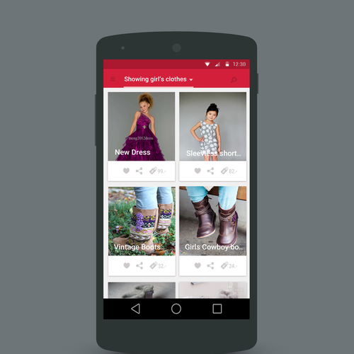 Mobile App Kidzy 2 simple screens + Logo. Design by Fernandos