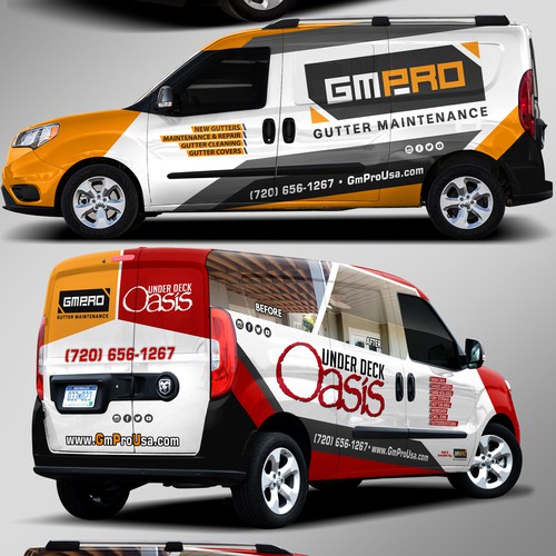 Create a van wrap advertising 2 businesses on 1 van (half/half) Design réalisé par Syns&Graphix™