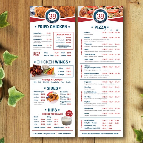 Design Pizza QSR Menu Redesign por Dzhafir