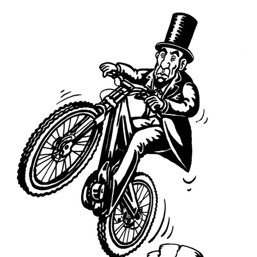 Illustrate Abraham Lincoln getting big air on a bike for my T-Shirt Design by Vladanland