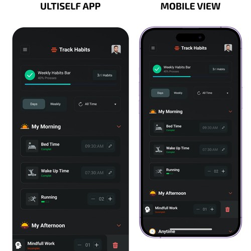 Main Screen for the #1 Self Improvement App int he World Design by MercClass