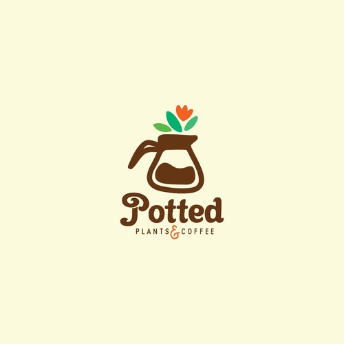 Cheerful logo for a plant and coffee shop Design by ALINAsINK