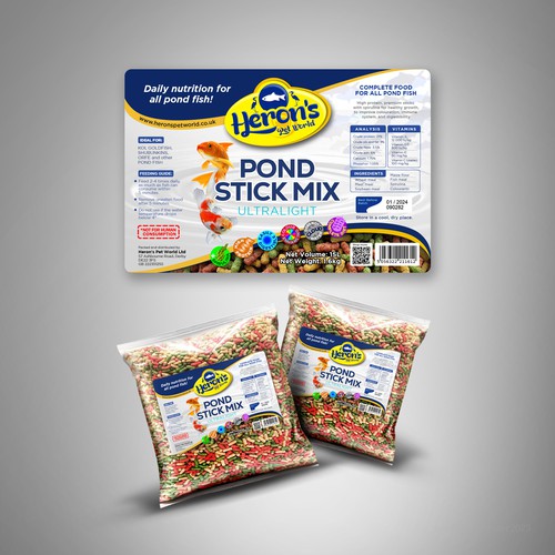 Designs | Design a product label for premium pond stick mix, fish food ...
