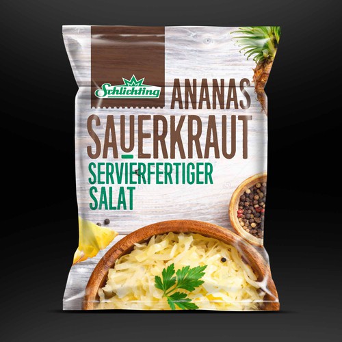 Stayin alife - Refresh an old fashion package for Salad with Sauerkraut, Pineapple and Apple-ontwerp door neoflexdesign