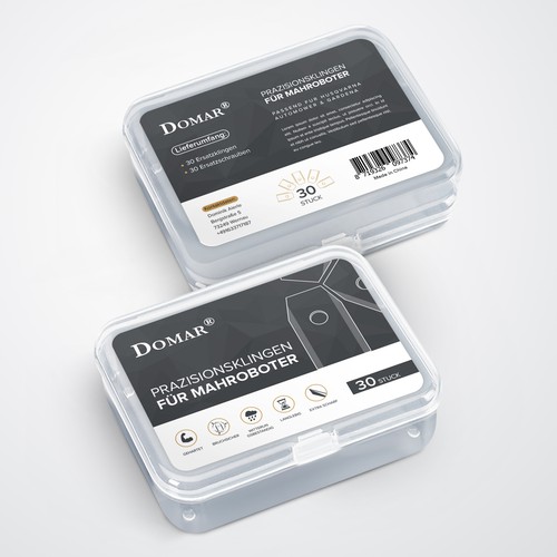 Plastic Box Labels for lawn mower blades Design by StanBranding