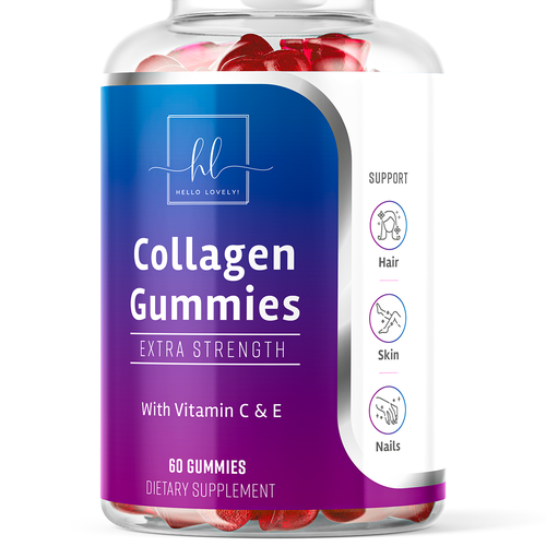 Hello Lovely needs a Collagen Gummies product label Design by ZAKIGRAPH ®