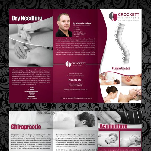 Brochure advertising and promoting chiropractic and acupuncture