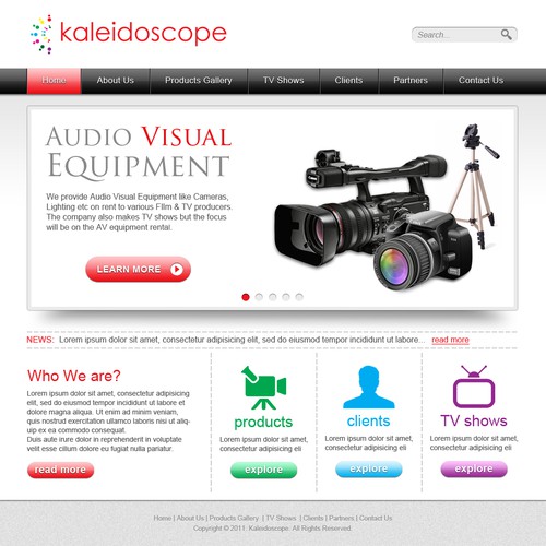 website design for Kaleidoscope Productions & Services LLP Diseño de Sladjanas