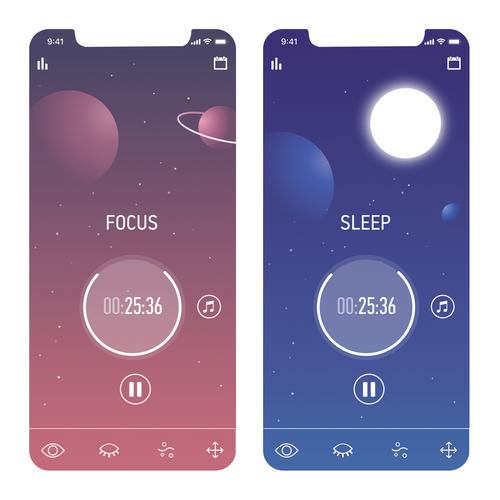 Interface Designs for Timer/Meditation app Design by Irina Arbuz