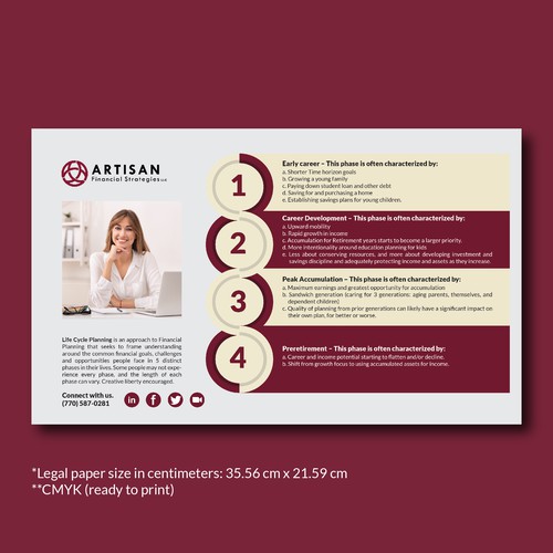 Design Attractive Print flyer explaining financial priorities through life stages Design by 89'Studios