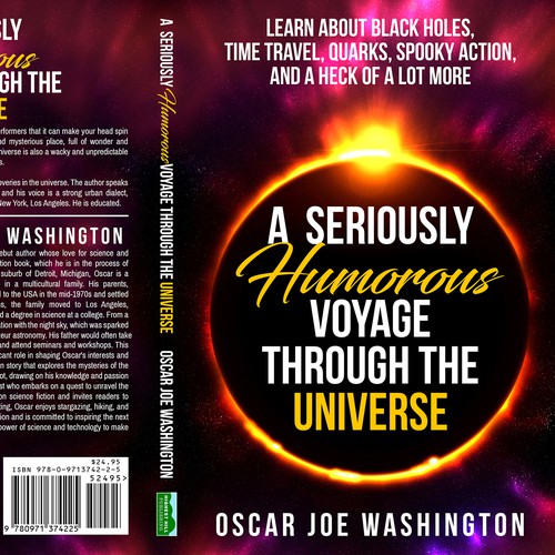 Design an exciting cover, front and back, for a book about the Universe. Design by Bigpoints