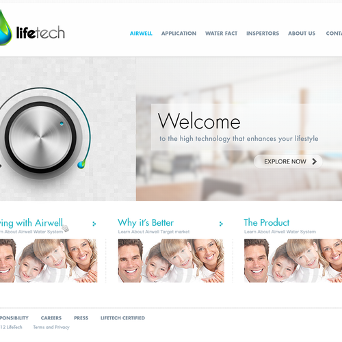 New website design for LifeTech: We turn air into drinking water. Réalisé par Creative Zeune