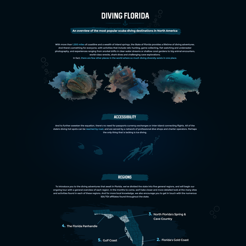 Make "wall of text" appealing for Diving in Florida web page. Design by set4net