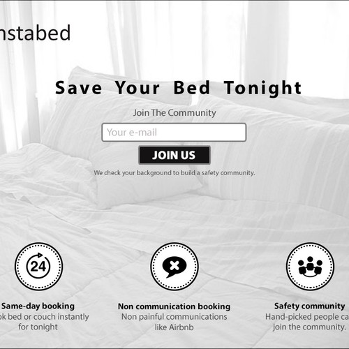 Landing page for simple, on-demand bed booking app Design by WebSmash Studio