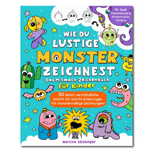 Design a cheerful cover for a monster drawing book for children Design by ALINAsINK