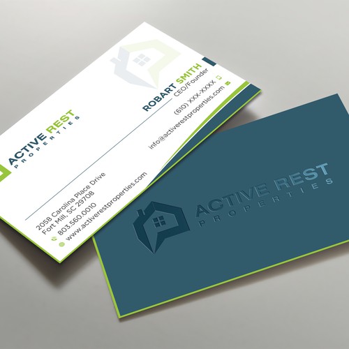 Modern Business Cards for Active Rest Properties Design by Brandmaker artist