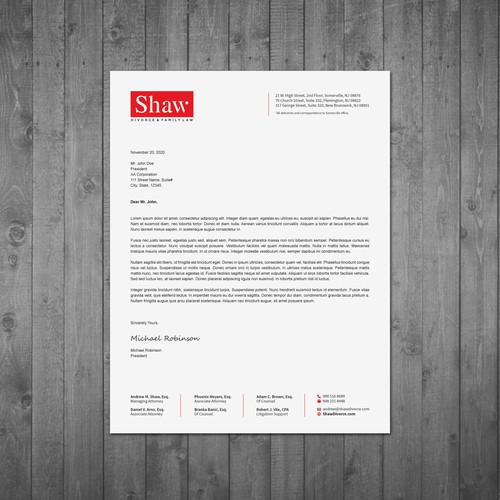 Letterhead for Divorce & Family Law Firm; Modern, Minimalist, Conservative Design Design by Tcmenk