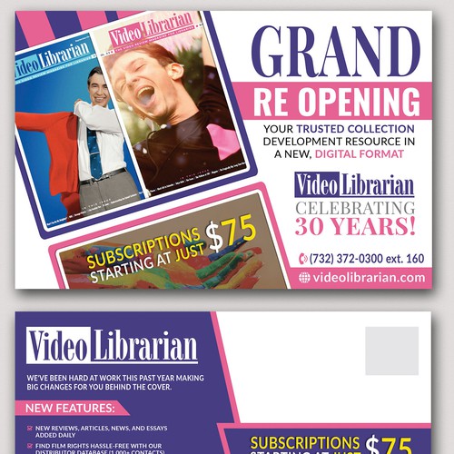 Eye-catching Postcard design to be mailed to librarians Design by Graph Webs