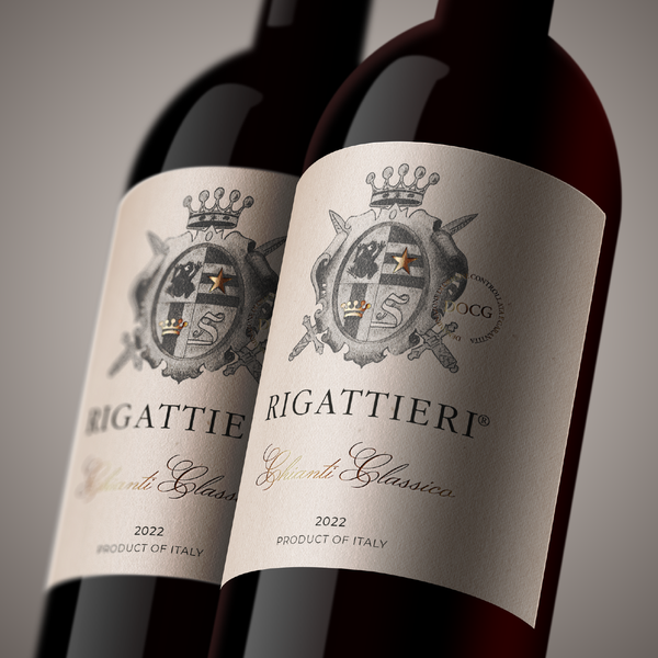 Elegant and classic label for a high-quality Italian wine