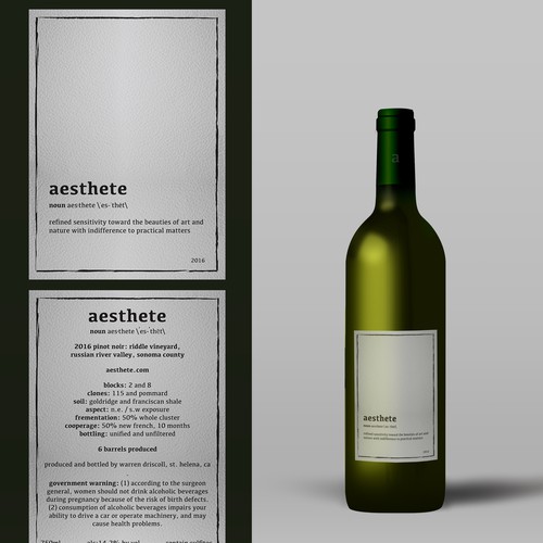 Minimalistic wine label needed Design by tenxdesign