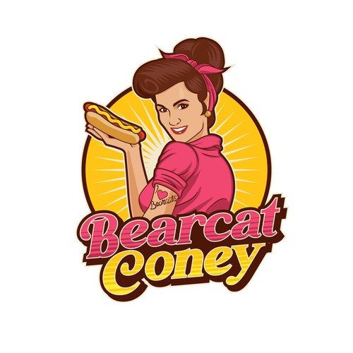 G-Rated Cartoon PinUp Girl girl logo for Retro Coney Hotdog restaurant Design by 262_kento