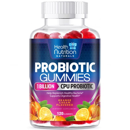 Healthy Probiotic Gummies Label needed for Health Nutrition Design réalisé par agooshe