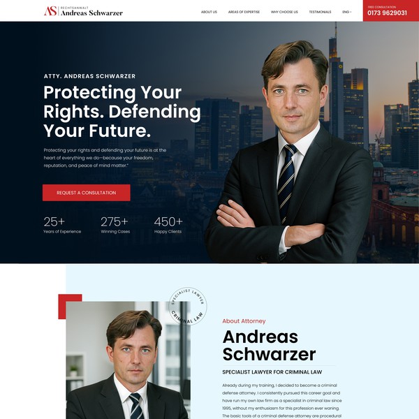 Design by LarnDesigns titled "Website for a Criminal Defense Attorney"