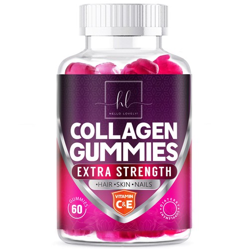 Hello Lovely needs a Collagen Gummies product label Design by agooshe