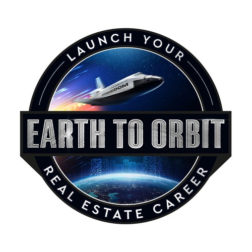 Realistic Logo for "Earth to Orbit" Sales Course. Achieve financial freedom through real estate. Design by GIRA.