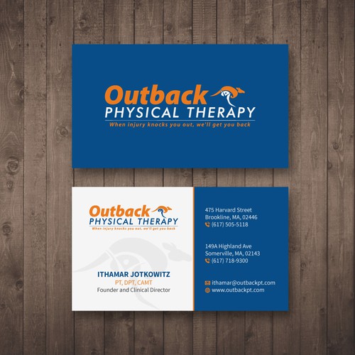 Business card for 2 clinic physical therapy office Design by Tcmenk