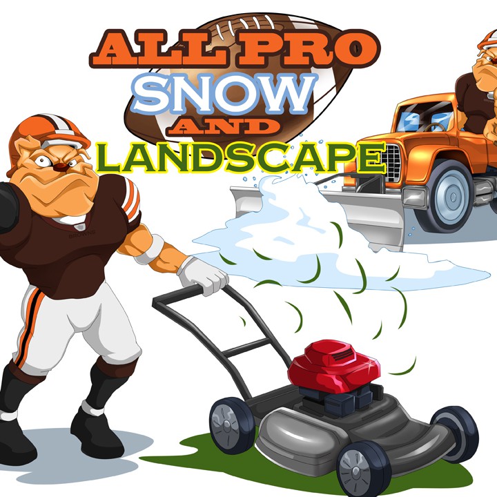 Shovel logo with the title 'all pro snow and landscape'