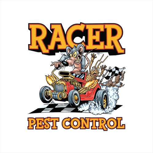 Design a cartoonish "Racing Pest at finish line" to promote our new pest control company Design by Hadeboga Studio