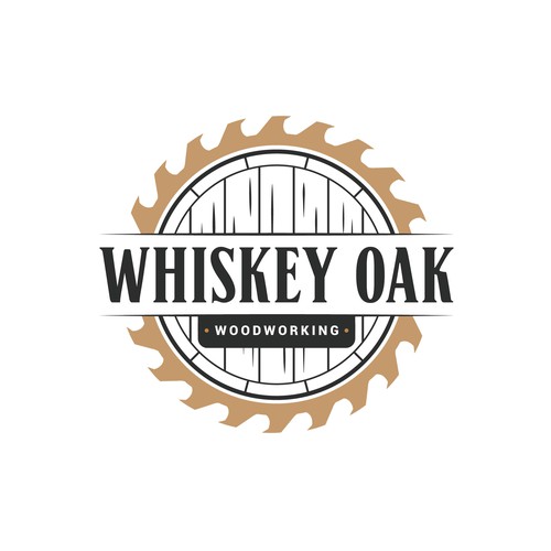 Powerful, vintage, whiskey inspired logo for woodworking company-ontwerp door Umetnick