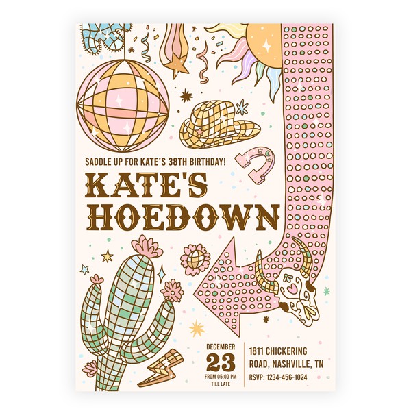 Kate's Hoedown Original Illustrated card 02