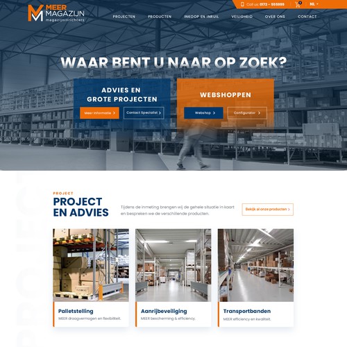 Creative website templates for a leading pallet racks company_ Meermagazijn Design réalisé par MercClass