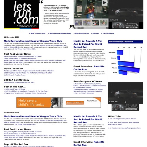 LetsRun.com Homepage Re-Design/Cleanup Diseño de paul800m