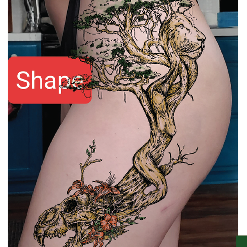 flexing woman tree tattoo