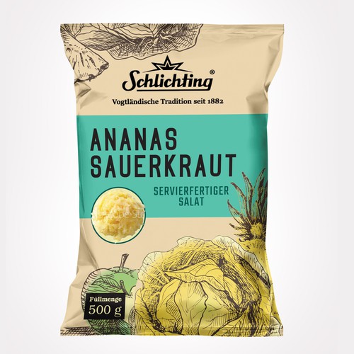 Diseño de Stayin alife - Refresh an old fashion package for Salad with Sauerkraut, Pineapple and Apple de Jena-288