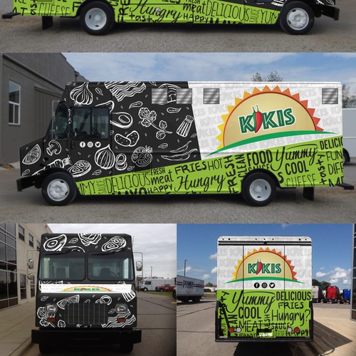 Food truck wrap for a fun entrepeneur trio of friends! Design by aricaturrash