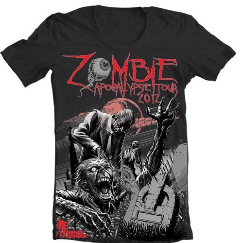 Zombie Apocalypse Tour T-Shirt for The News Junkie  Design by TreeCreative