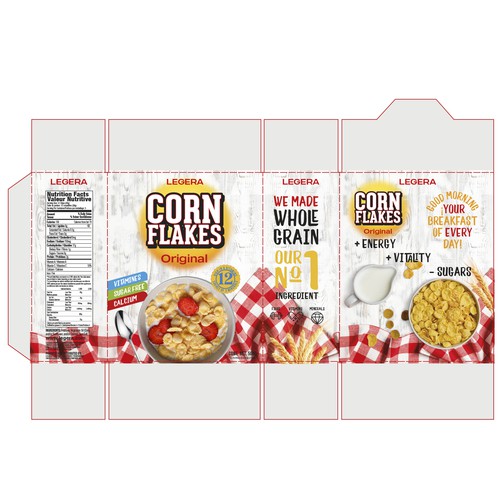 Premium cereal breakfast packaging (Corn Flakes) Design by Gustavo RV