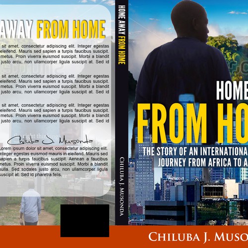 A book cover illustrating the journey of an international student from Africa to America Design by Alex_82