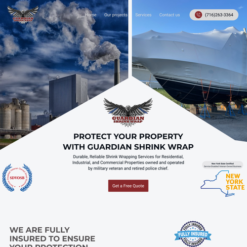 Guardian Shrink Wrap Home Page Design by Wahabcreative