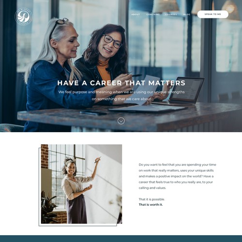 Create a website for a new business to attract corporate women to discover a more meaningful career. Design by byBeatrice